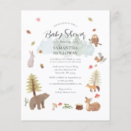 Budget Baby Shower Woodland Tiere Einladung