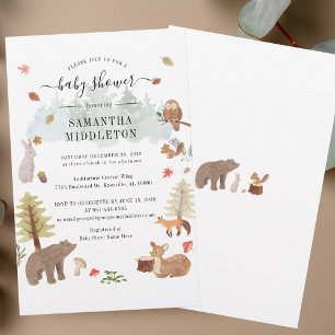 Budget Baby Shower Woodland Tiere Einladung Briefpapier