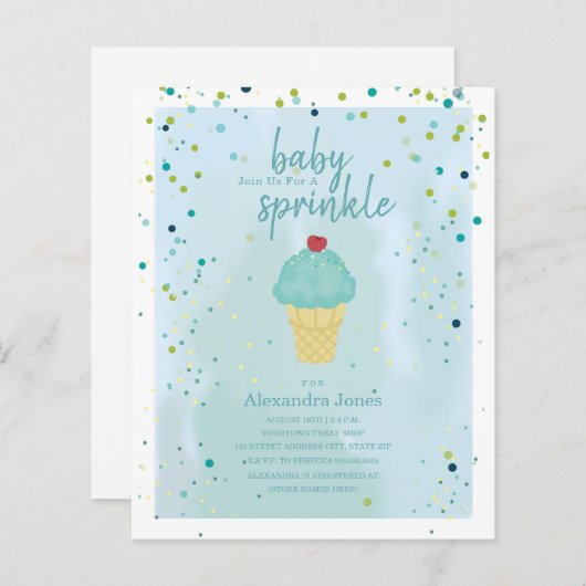 Budget Baby Sprinkle Blue Ice Cream Baby Dusche (Vorne/Hinten)