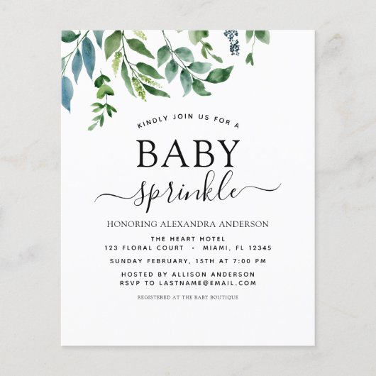 Budget Baby Sprinkle Dusche Grüne Botanische (Vorderseite)