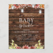 Budget Baby Sprinkle Dusche Rustikale Holzblumen Flyer (Vorne)