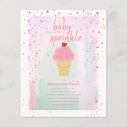 Budget Baby Sprinkle Pink Ice Cream Baby Dusche (Vorderseite)
