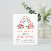 Budget Baby Sprinkle Rainbow Floral Einladung (Stehend Vorderseite)