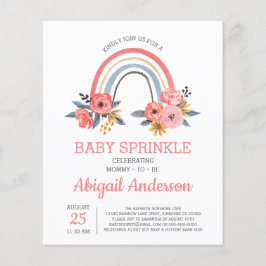 Budget Baby Sprinkle Rainbow Floral Einladung