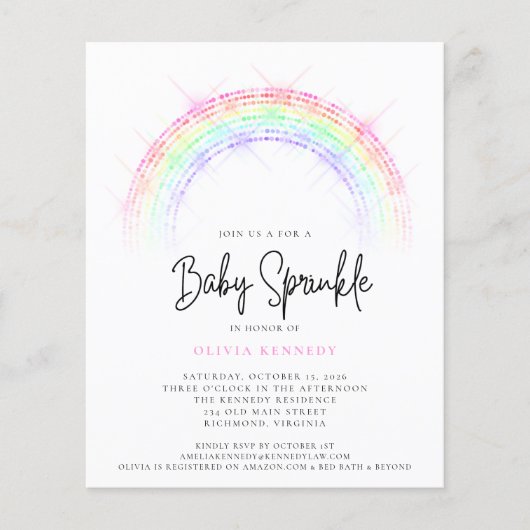 Budget Baby Sprinkle Sparkling Rainbow Baby Shower (Vorderseite)