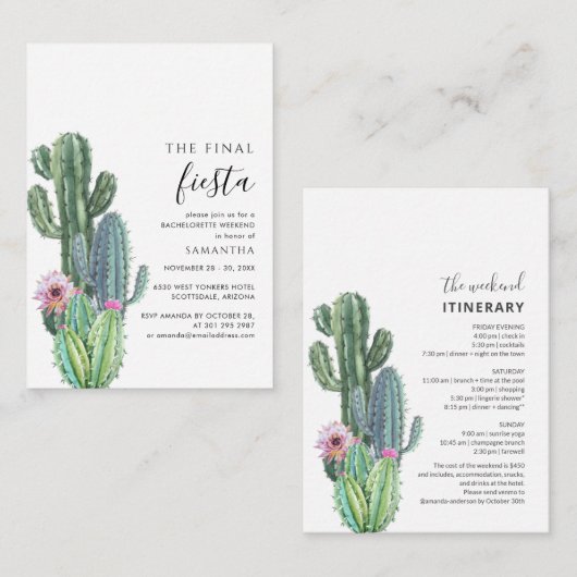 Budget Bachelorette Wochenende Einladung mit Tour (Vorne/Hinten)