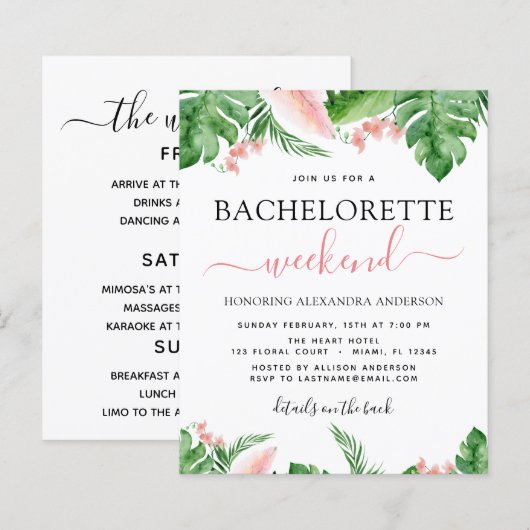 Budget Bachelorette Wochenende Reiseprogramm Tropi (Vorne/Hinten)