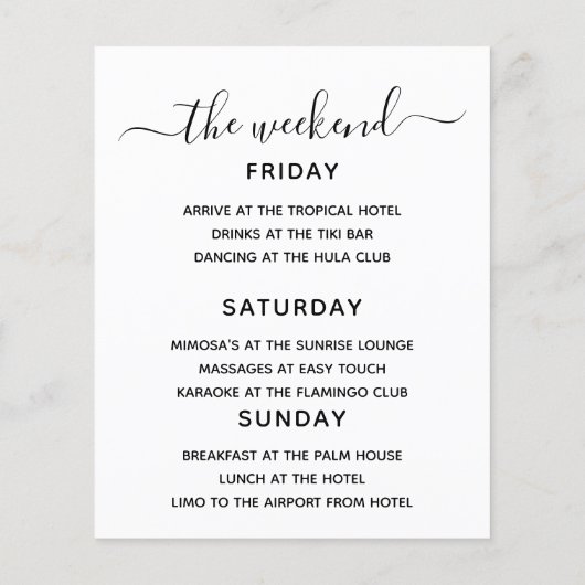 Budget Bachelorette Wochenende Reiseprogramm Tropi (Rückseite)