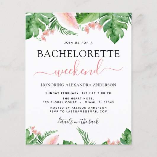 Budget Bachelorette Wochenende Reiseprogramm Tropi (Vorderseite)