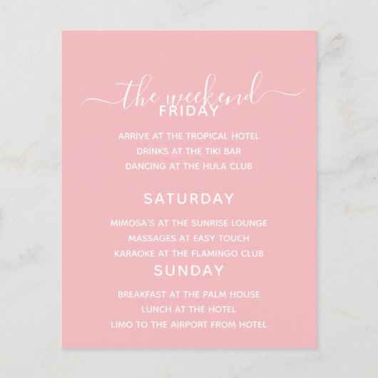 Budget Bachelorette Wochenende Reiseprogramm Tropi Flyer (Hinten)