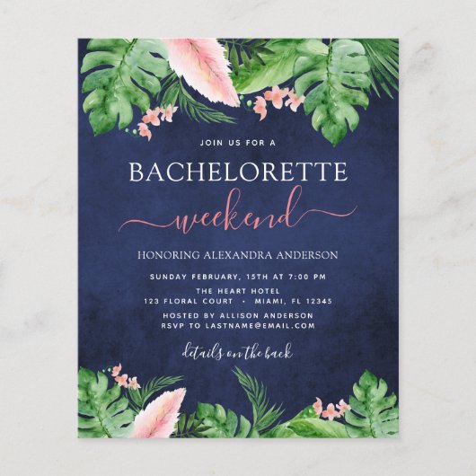 Budget Bachelorette Wochenende Reiseprogramm Tropi Flyer (Vorne)