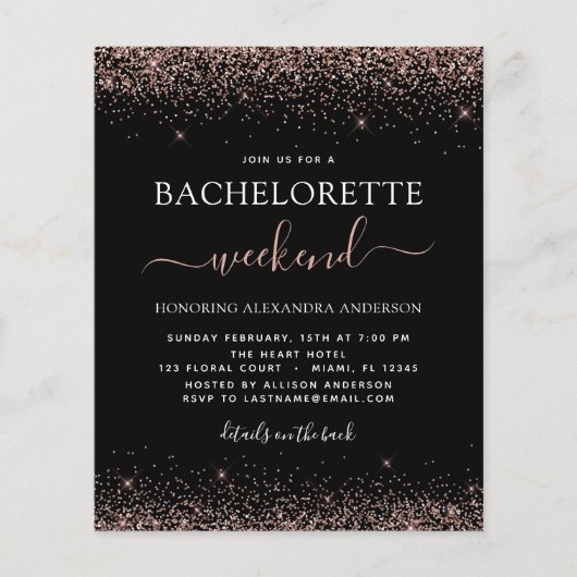Budget Bachelorette Wochenende Rosa Rose Gold Glit (Vorderseite)