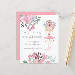 Budget Ballerina Girl 6. Geburtstag Einladung