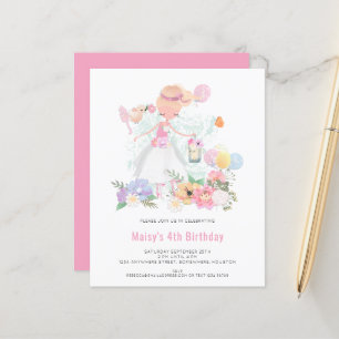 Budget Ballerina Pink Girl 4. Geburtstag Einladung