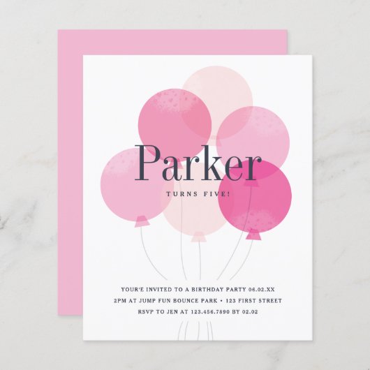 Budget Ballon Rosa Geburtstagsfeier (Vorne/Hinten)