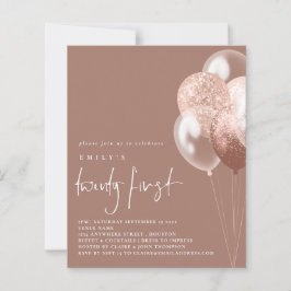 Budget Balloons Script Rose Gold 21. Party Einladu