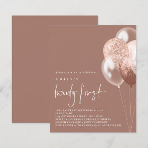 Budget Balloons Script Rose Gold 21. Party Einladu