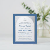 Budget Bar Mitzvah Classic Blue Silver Einladung (Stehend Vorderseite)