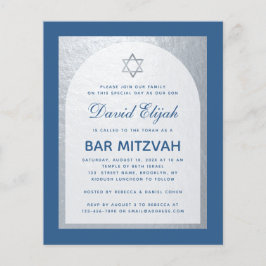 Budget Bar Mitzvah Classic Blue Silver Einladung