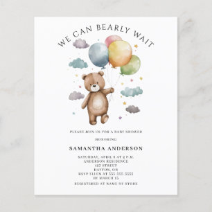 Budget Bärchen Wartet Baby Shower Einladung Flyer