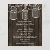 Budget Barnwood Mason Jars Hochzeitseinladungen (Vorderseite)