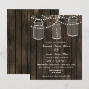 Budget Barnwood Mason Jars Hochzeitseinladungen