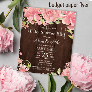 Budget BBQ Baby Shower rustikale Babymädchen-Einla