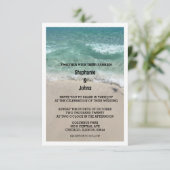 Budget Beach Aquamarin Sandy Ocean Hochzeit in Url Einladung (Stehend Vorderseite)
