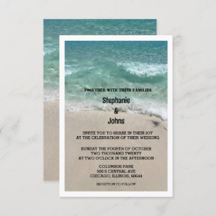 Budget Beach Aquamarin Sandy Ocean Hochzeit in Url Einladung
