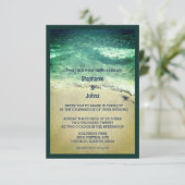 Budget Beach Aquamarin Türkis Grün Künstlerisch Ho Einladung (Stehend Vorderseite)