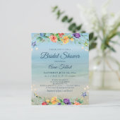 Budget Beach Floral Bridal Dusche Einladung (Stehend Vorderseite)