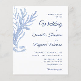 Budget Beach Hochzeit Einladung Modern Blue White