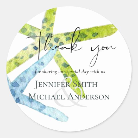 BUDGET BEACH Sea Ocean Life Hochzeit\ Runder Aufkleber (Vorderseite)