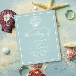 Budget Beach Seashell Hochzeitsglas Flyer<br><div class="desc">Dieses einfache, minimale Meer Glas Strand Budget Hochzeitseinladung Design hat eine Jakobsmuschel-Muschel an der Spitze, elegante Skript-Kalligraphie und ein Rahmen rund um den Rand. Dieses Budget Küstenhochzeit Einladung ist eine kleinere Größe gedruckt auf billigerem Papier, ohne einen Umschlag. Wenn Sie eine andere Budgetversion auf etwas besserem Papier mit einem Umschlag...</div>