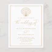 Budget Beach Seashell Wedite Einladung White Beige Flyer (Vorne)