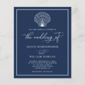 Budget Beach Seashell Wedite Invite Navy Blue Flyer (Vorne)