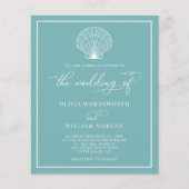 Budget Beach Seashell Wedite Invite SeaGlass Blue Flyer (Vorne)