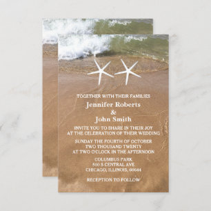 Budget Beach Starfish QR Code Hochzeit Einladung