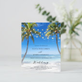 Budget Beach String Lights Hochzeitseinladung (Stehend Vorderseite)