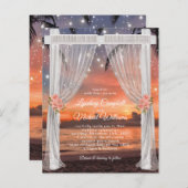 Budget Beach Sunset Wedding Arch Einladung (Vorne/Hinten)
