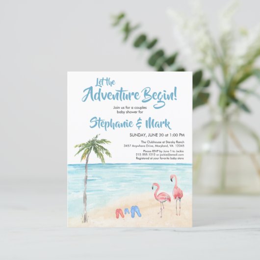 Budget Beach Surf Adventure Baby Dusche (Stehend Vorderseite)