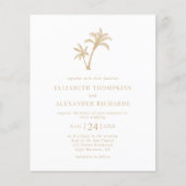 Budget Beach Tropical Palm Beige Hochzeitsempfang Flyer (Vorne)