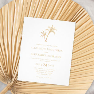 Budget Beach Tropical Palm Beige Hochzeitsempfang Flyer