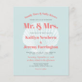 Budget Beach Wedding Einladung Aqua Seashell (Vorderseite)