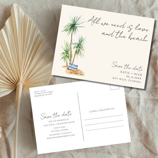 Budget Beach Wedding Save the Date Ankündigungspostkarte