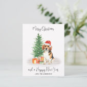 Budget Beagle Dog Santa Festive Frohe Weihnachten (Stehend Vorderseite)