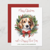 Budget Beagle Hunde Frohe Weihnachtskarten (Vorne/Hinten)