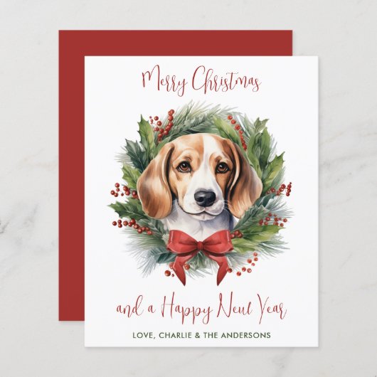 Budget Beagle Hunde Frohe Weihnachtskarten (Vorne/Hinten)