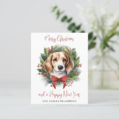 Budget Beagle Hunde Frohe Weihnachtskarten (Stehend Vorderseite)