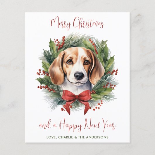 Budget Beagle Hunde Frohe Weihnachtskarten (Vorderseite)